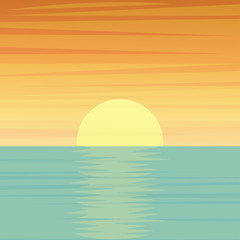 Sunset or sunrise over the sea or ocean