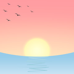 Sunset or sunrise over the sea or ocean