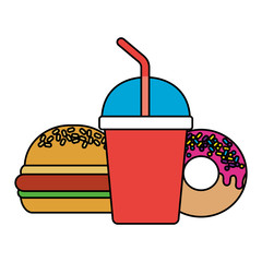 fast food burger donut soda