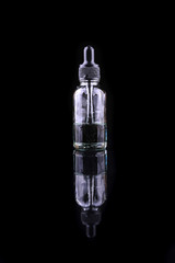 Electronic cigarette liquid flavour isolate on black