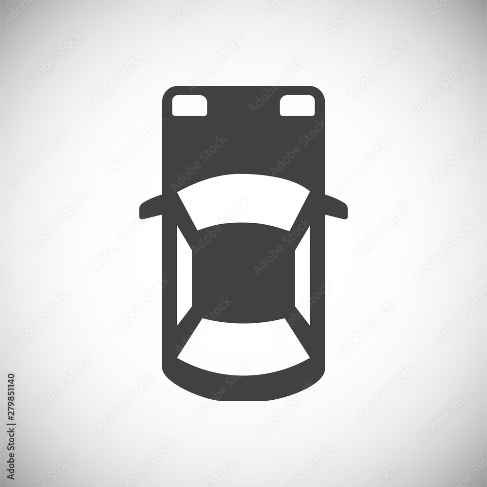 Poster car top view icon on background for graphic and web design. simple illustration. internet concept sy