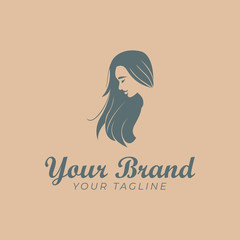 logo template of woman's hair in minimalist style