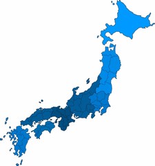 Obraz premium Blue outline Japan map on white background. Vector illustration.