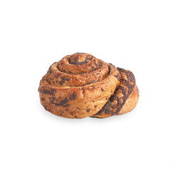 Roll cake with poppy seeds isolated on a white background