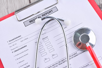 Medical Report with Shethoscope. Medical and Healhcare Concept