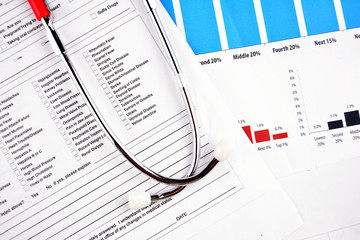 Medical Report with Shethoscope. Medical and Healhcare Concept