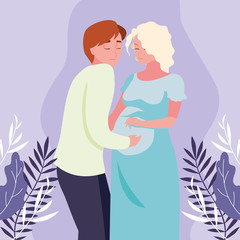 cute couple pregnancy avatar character