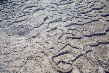 abstract white background with stone outer ripples of calcium in Pamukkale