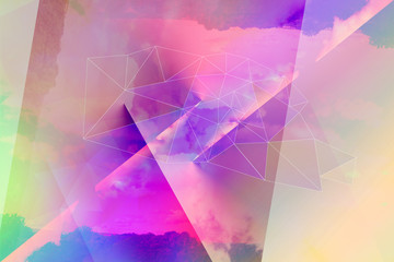 Bright abstract triangles blue background.