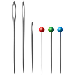 Needle for sewing and sewing pins of different sizes