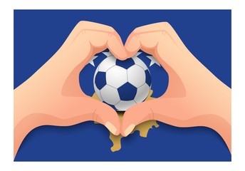 Kosovo soccer ball and hand heart shape