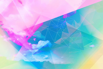 Bright abstract triangles blue background.