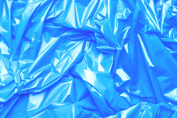 Blue polyethylene texture. Background exhaust cellophane package.
