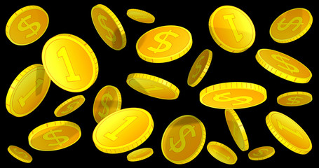 3D dollar coins background