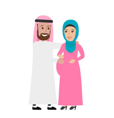 happy arab couple man and pregnant woman expecting baby