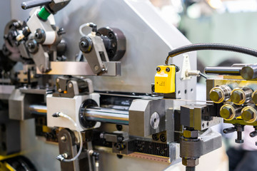 Close up electronic sensor for inspection & control of automatic and high accuracy multipurpose metal sheet bending or continuous sheet forming machine for manufacturing process in industrial