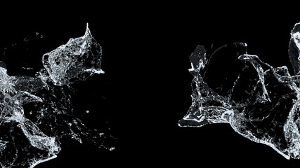Water splash on the black background. 3D illustration