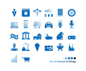 set of internet of things technology innovative icon design concept