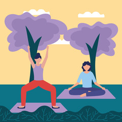 yoga outdoor flat design image