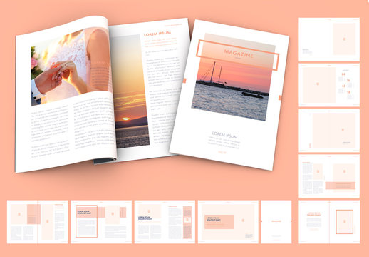Magazine Layout with Peach Elements
