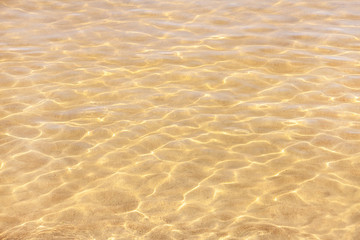 Fototapeta na wymiar water and sand sunlit. Selective focus.