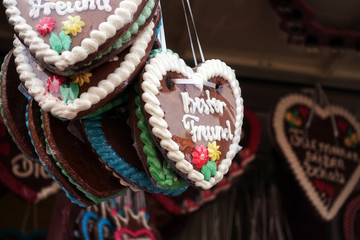 gingerbread heart on a oktoberfest or amusement park or state fair