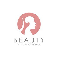 Beauty Women face. Logo design vector icon Template