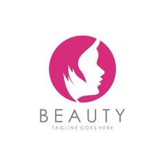 Beauty Women face. Logo design vector icon Template