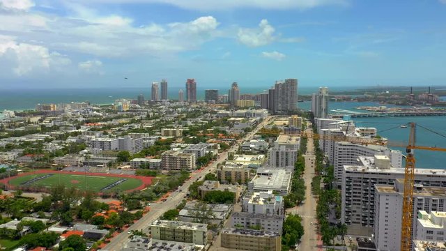 Aerial B roll Miami Beach West Avenue and Alton Road