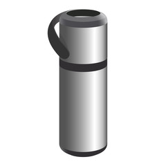 Realistic metal thermos for tea on a white background
