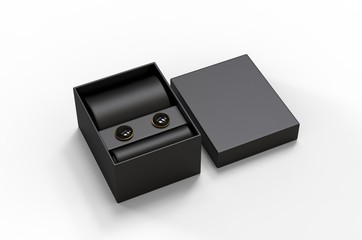 Gift set for men silk tie, pocket square and cuff links set for branding. 3d illustration.