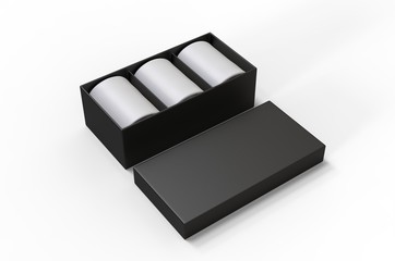 Blank Paper Packaging Pen Box with Foam Insert tray. 3d render illustration