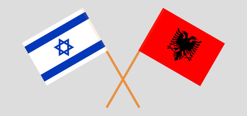 Albania and Israel. Crossed Albanian and Israeli flags