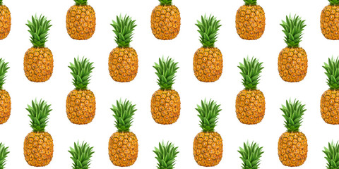 Pineapples, ananas seamless pattern isolated on white background
