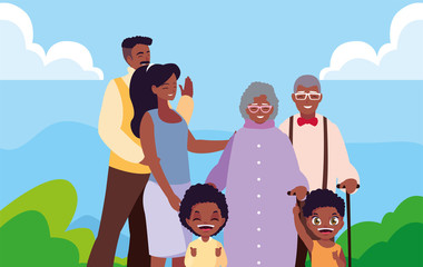 family together members in the outdoors