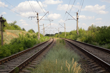 Obraz premium Railway for trains and electric trains