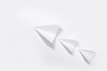 Travel plane concept.Mockup design of travel concept with group airplane on white background with space for copy space