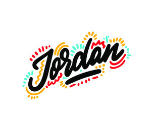 Jordan Word Text with Handwritten Font Vector Image Illustration Eps.
