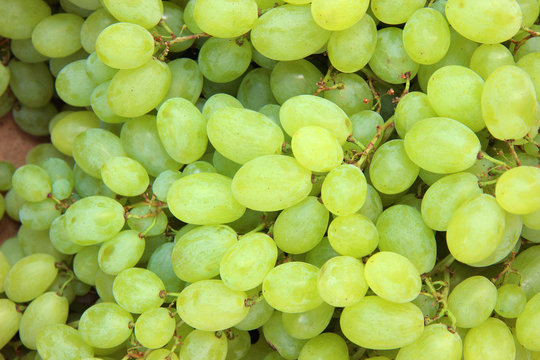 White wine grapes in a market