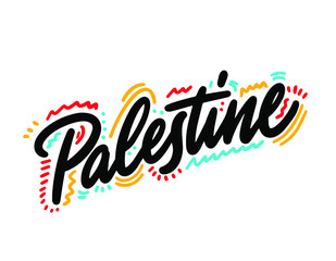 Fototapeta premium Text word art design vector of country name for Palestine