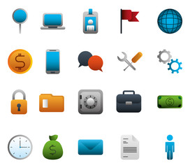 bundle of business colorful set icons