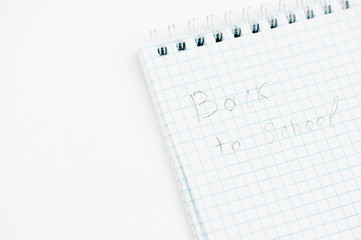 the inscription on the notebook back to school