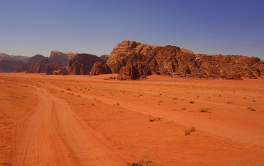 Landscape of Wadi Rum desert in Jordan