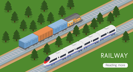Isometric 3D vector illustration high speed train for landing site © cathal_shtadler