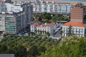 Wonderful City Hall Building View From Atop A Cliff In Laredo. August 27, 2013. Laredo, Cantabria, Spain. Vacation Nature Street Photography.