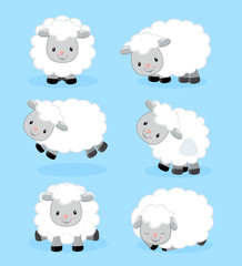 Vector illustration of cute sheep.