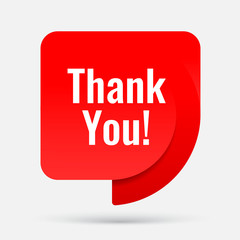 Thank you banner. Red paper banner. Vector illustration