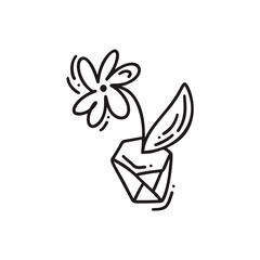 Vector hand drawn flower outline doodle icon. Decorative potted house plant sketch illustration for print, web, mobile and infographics isolated on white background
