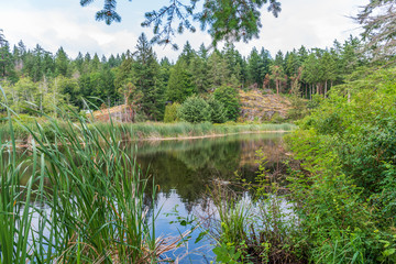 View at Mountain Lake with Dramatic Clouds in British Columbia, Canada