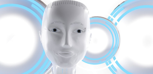 robot white head face A.I. 3d-illustration